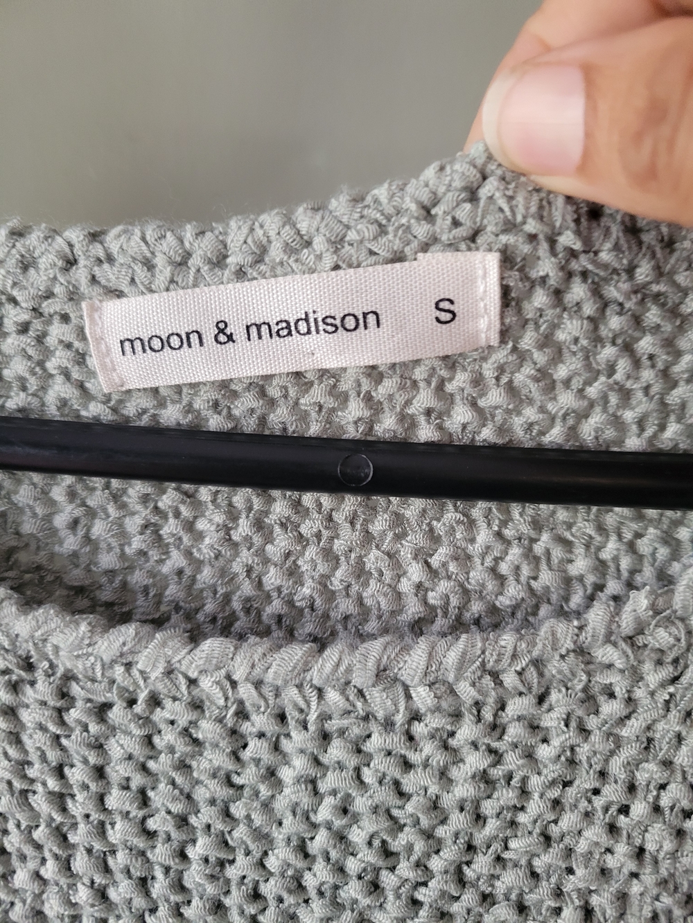 Moon & Madison short sleeve sweater cropped textured knit Sage Green Sz Small - Picture 6 of 13